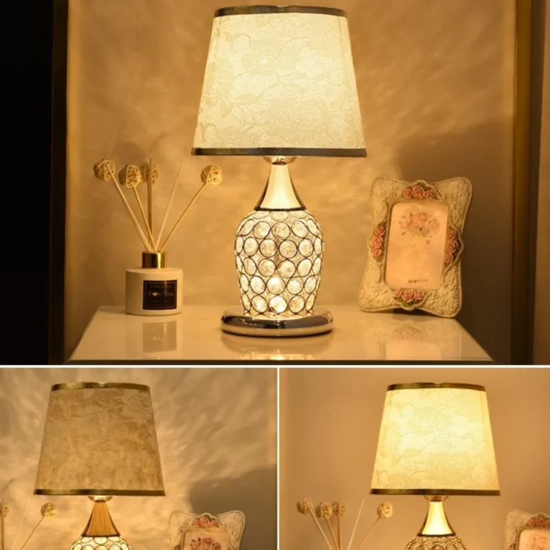 

European-Style Crystal Table Lamp Ins Simple Modern Bedroom Warm Romantic Fashion Creative Decorative Bedside Lamp