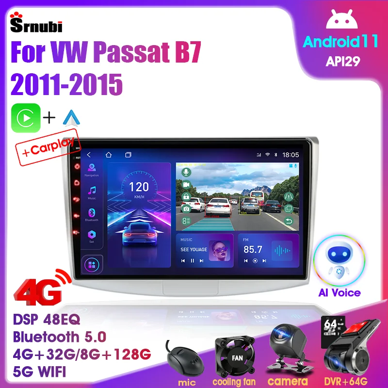 Автомагнитола для VW Passat B7 2011-2015 мультимедийный видеоплеер на Android Volkswagen 2Din стерео
