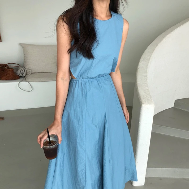 Женский винтажный сарафан без рукавов однотонное плявечерние ное платье с