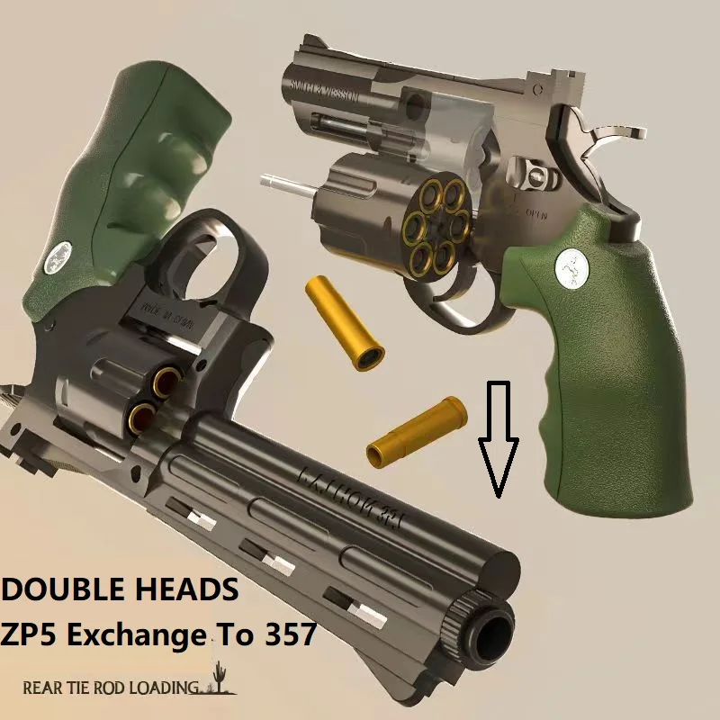 

2023 Double Heads Revolver ZP5 To 357 Pistol Launcher Safe Soft Bullet Toy Gun Weapon Model Airsoft Pistola for Kids Gift