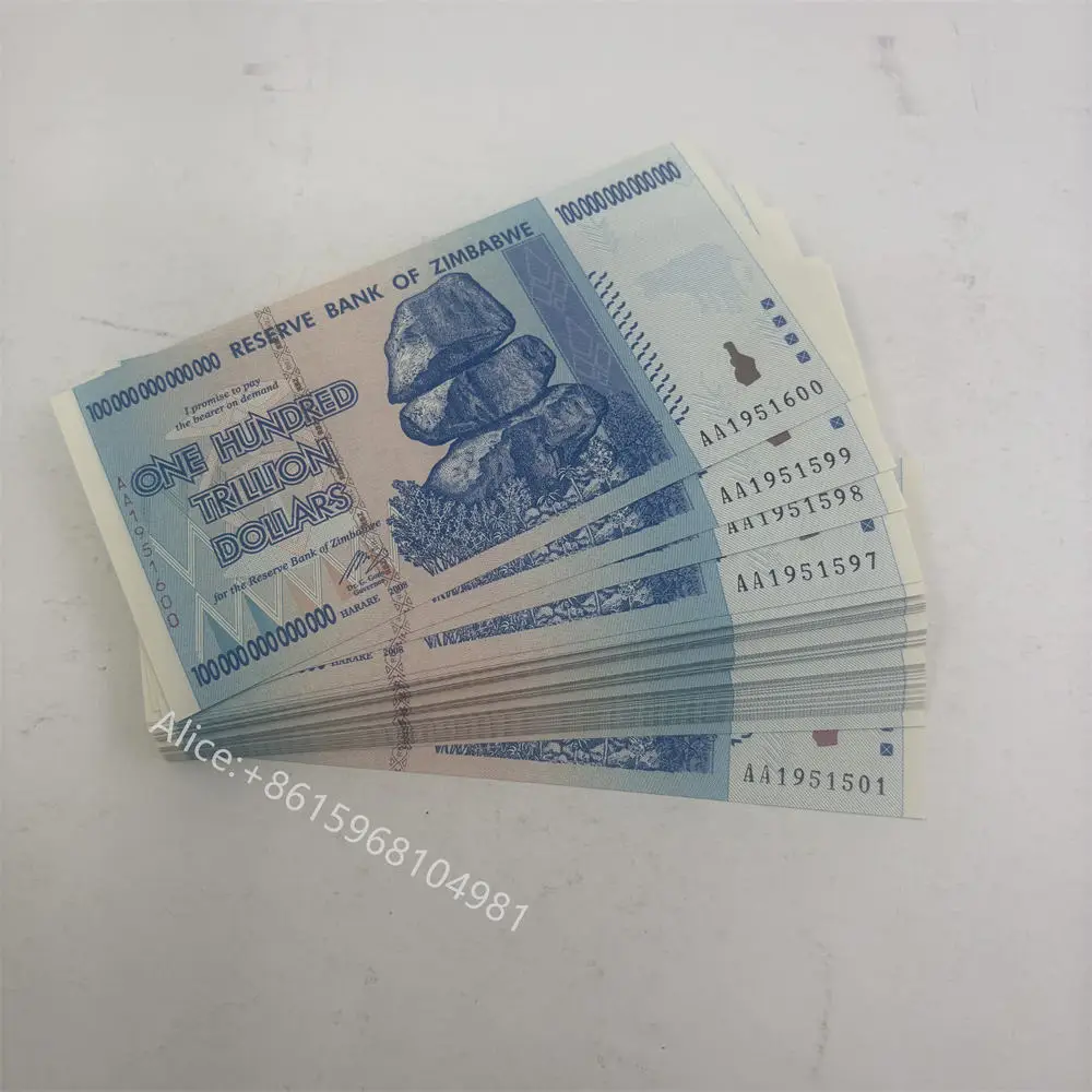 

Голубая банкнота Зимбабве 100 триллионов долларов 2008