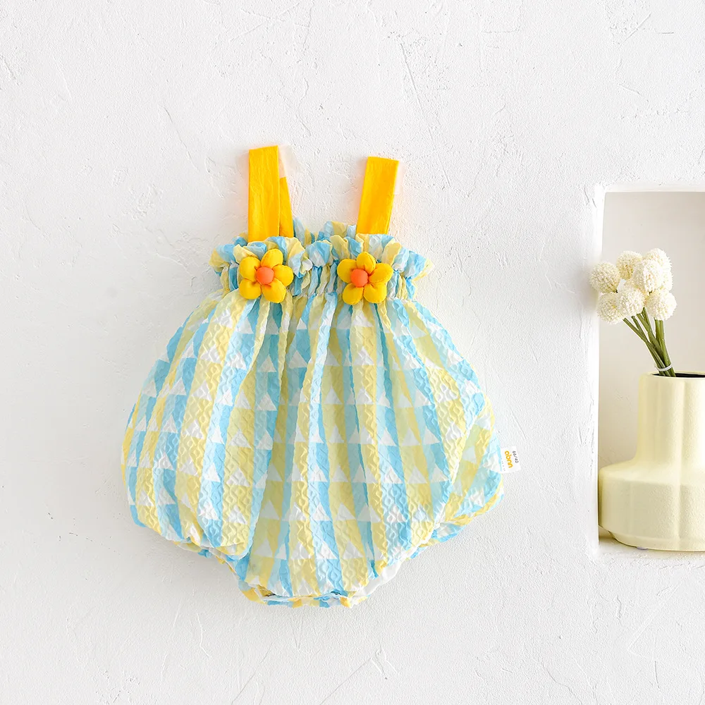 2022 Summer New Baby Sleeveless Bodysuit Infant Girl Clothes Loose Toddler Jumpsuit Casual Flower Princess Clothes 0-24M