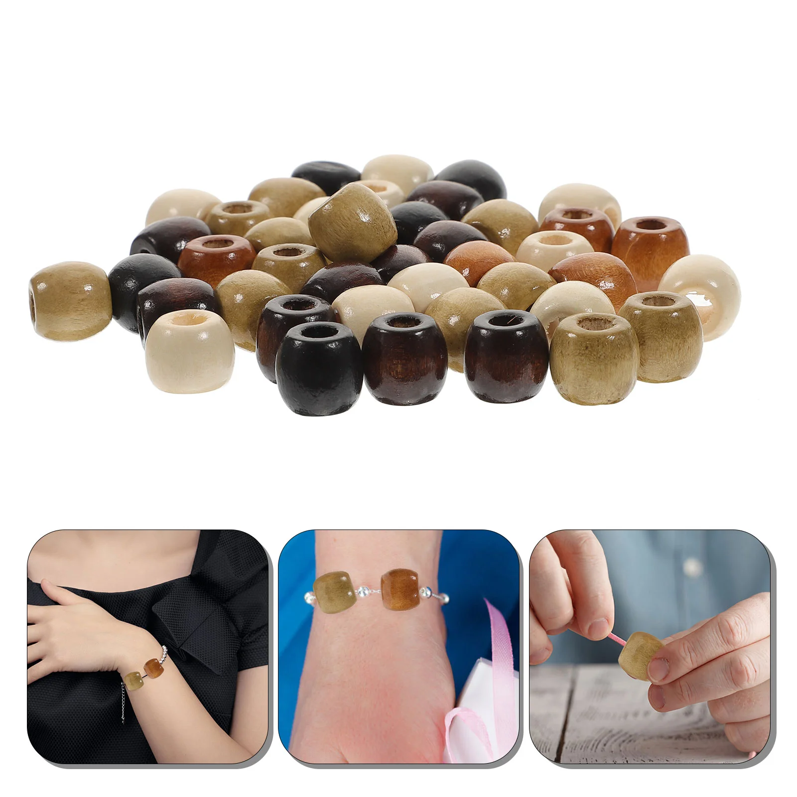 

400 шт. деревянные бусины Dreadlock для изготовления ювелирных изделий, отверстия для рукоделия, разделители для браслетов, большие поставки