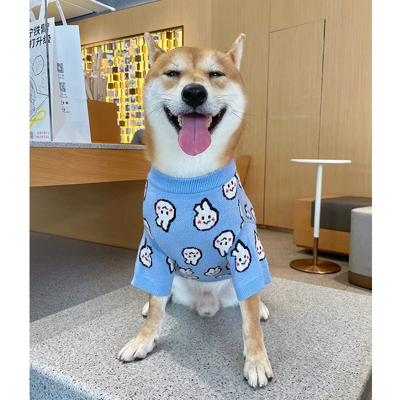 

Puppy Clothes Rabbit Embroidered Sweater Pet Clothes Knitted Coat Cozy Tops Plush Warm Dog Clothes Fashion Sweater Thick