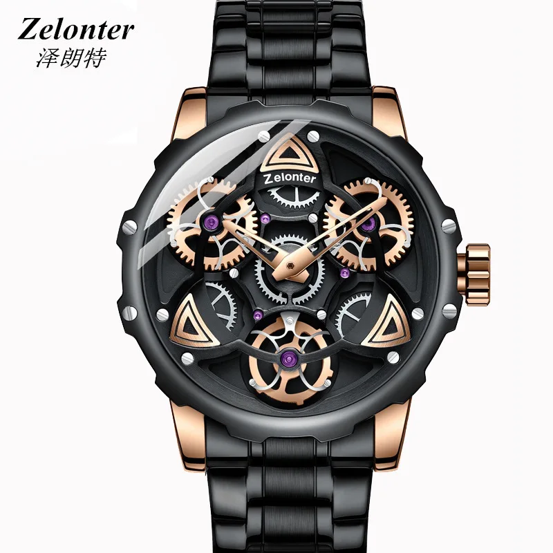 

Business Watch 2022 New Zelangte Men's Fashion Quartz Watch Hollow Out New Concept Waterproof Multifunctional Watch Men