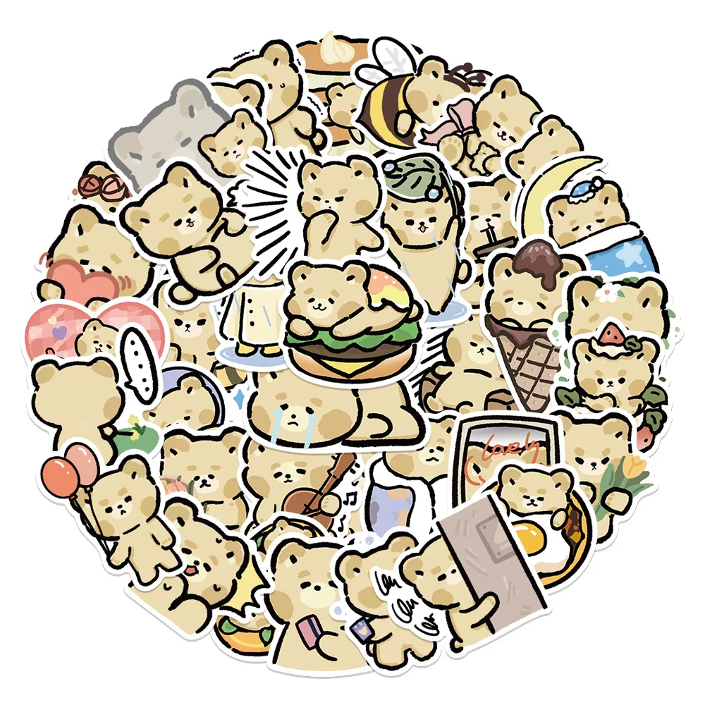 

10/30/50 шт., водонепроницаемые наклейки с изображением медведя