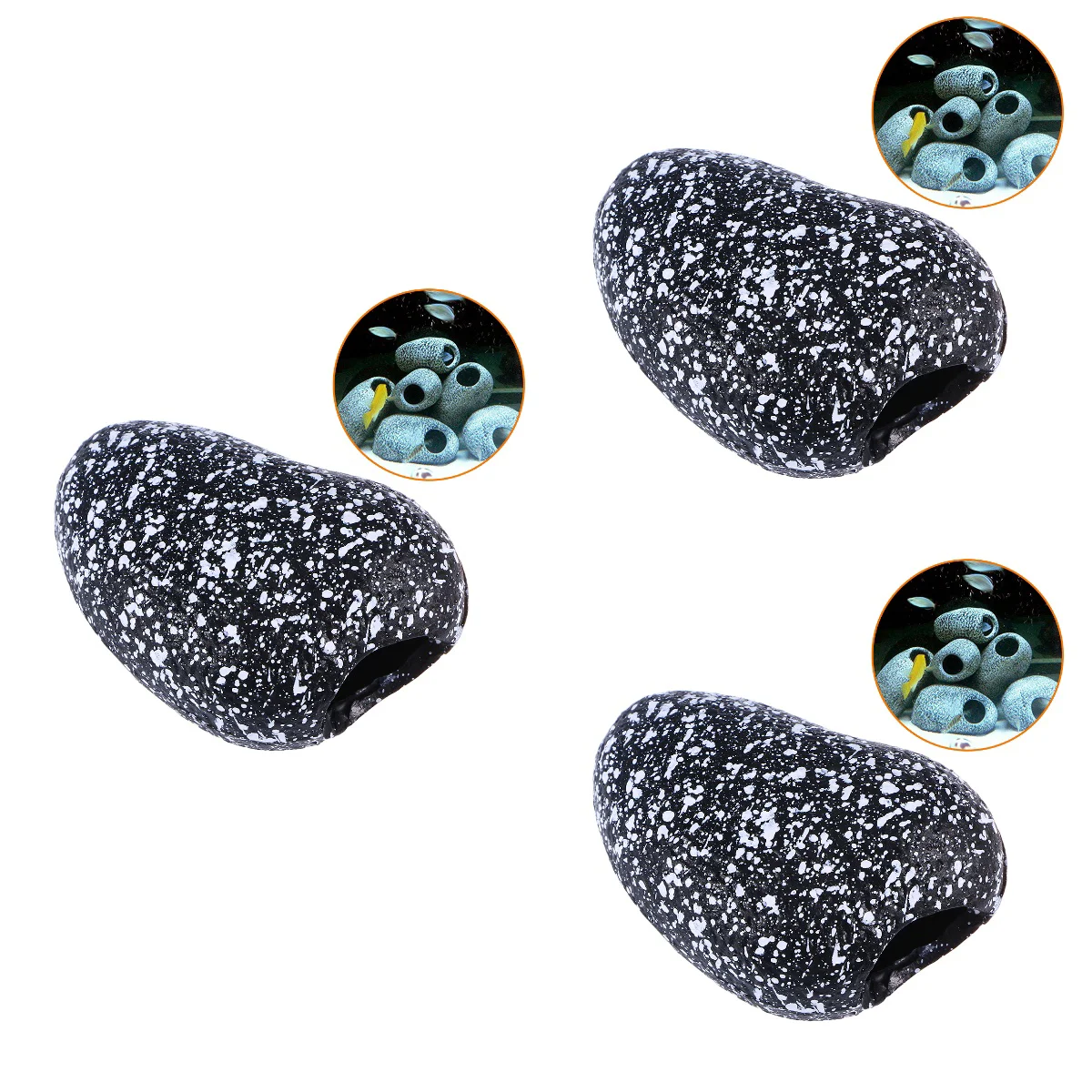 

3pcs Tank Cichlid Stone Bream Pot Hideaway Breeding Cave Aquarium Decor - (Snowflake Stone)