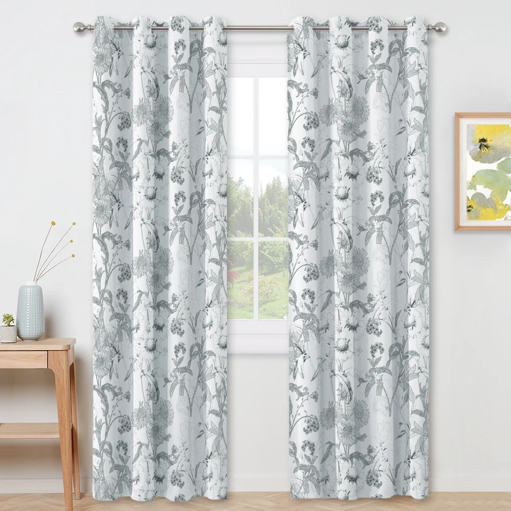 

1 шт., светонепроницаемые затемняющие шторы с цветочным принтом