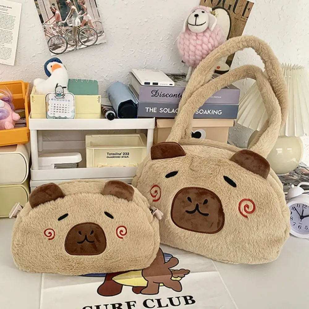 

Portable Simple Sweet Capybara Plush Handbag Cute Kawaii Cartoon Crossbody Bag Girls Animals Schoolbag