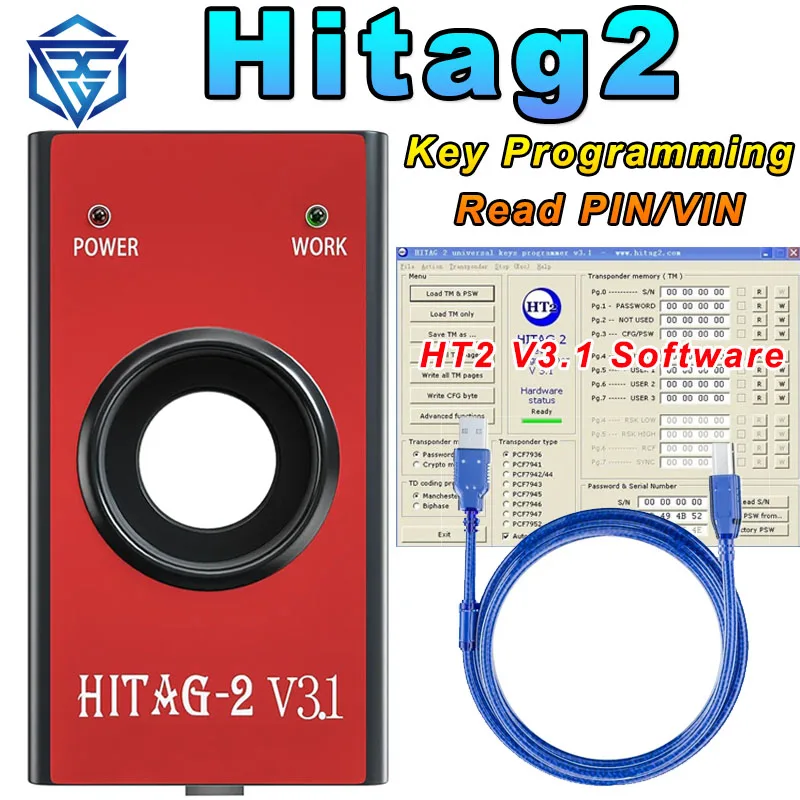 Hitag2 V3.1 Автомобильный ключ программатор OBD2 автомобильный диагностический инструмент HITAG 2 Универсальный транспондер Immo Удаленное считывание PIN VIN считывание Eeprom
