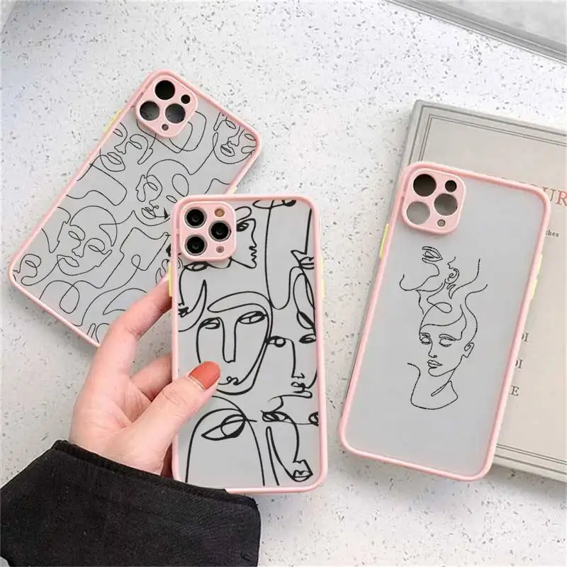 

Abstract line art painting Phone Case matte transparent For iphone 14 11 12 13 plus mini x xs xr pro max cover