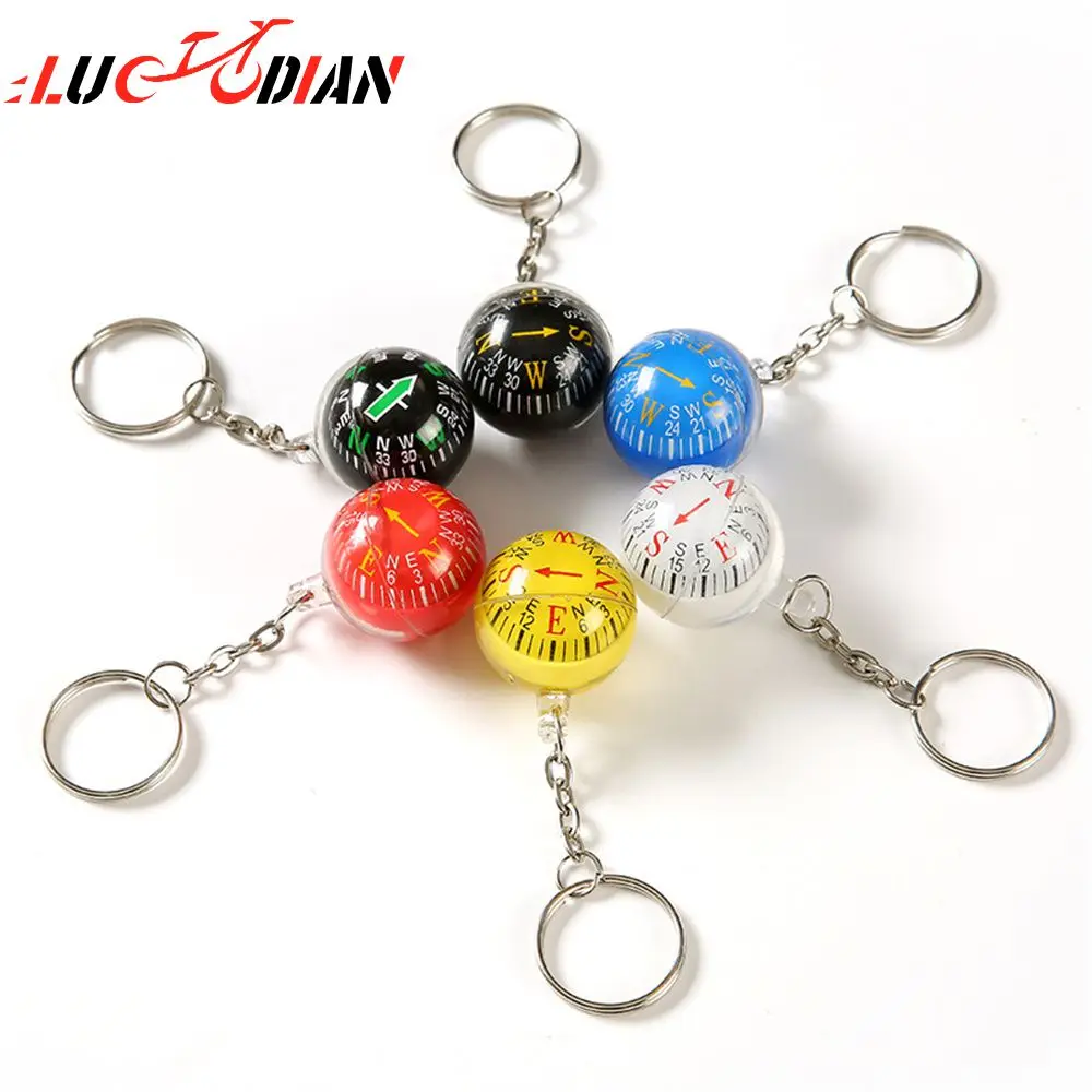 

10pcs Durable Spherical Compass Mini Compass Waterproof Compass Survival Tools Dustproof Keyring Compass Liquid Filled Compass