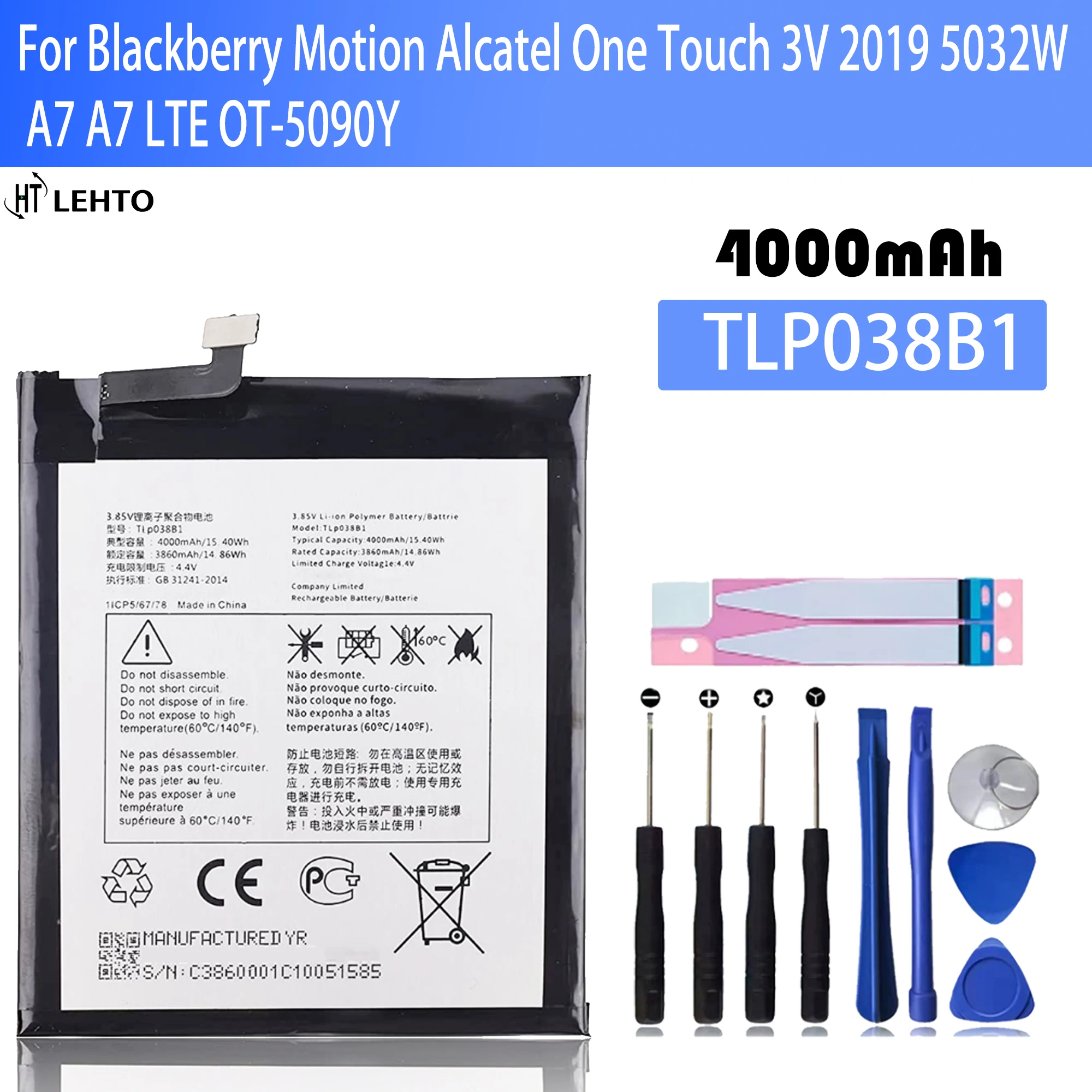 Аккумулятор TLp038B1 TLp038BC для Blackberry Motion Alcatel One Touch, 3 в, 2019, 5032 Вт, A7, A7, LTE, оригинальная емкость аккумуляторов