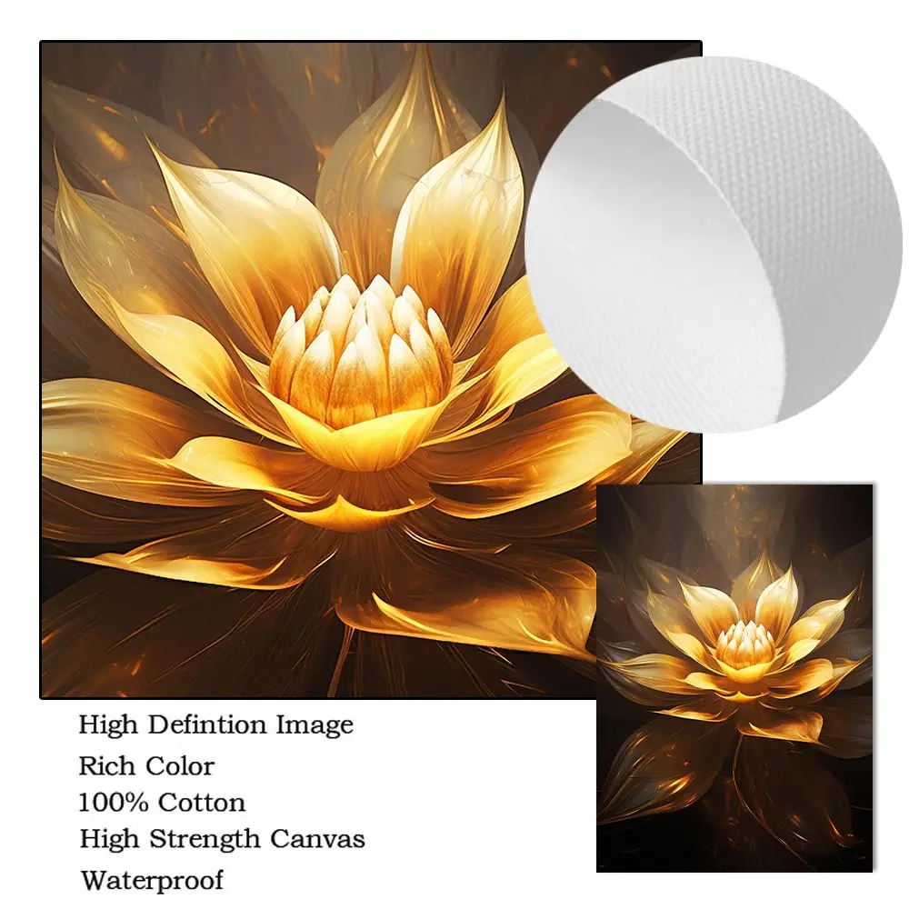 Золотые черные золотые листья желтые цветы Современная картина маслом искусство