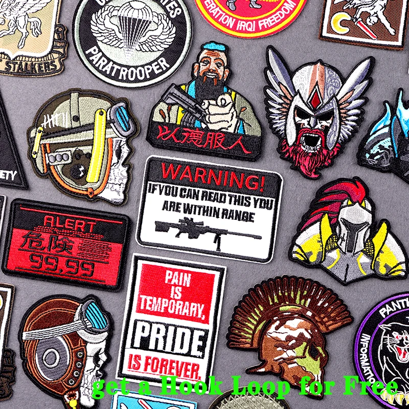 

Danger Warning Embroidery Patch Iron On Patches For Clothing Thermoadhesive Patches On Clothes Vikings Military Standard Patch