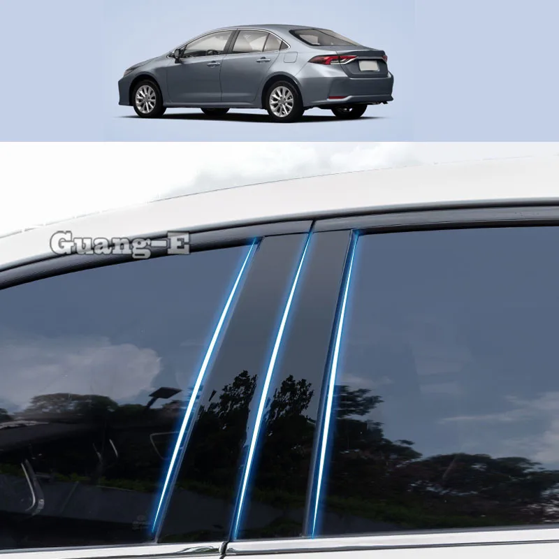 

Наклейка для Toyota Corolla Altis 2020-2022, из поликарбоната, столб, крышка, отделка двери, окна, пианино, Черная Пластина для формования, 16 шт.