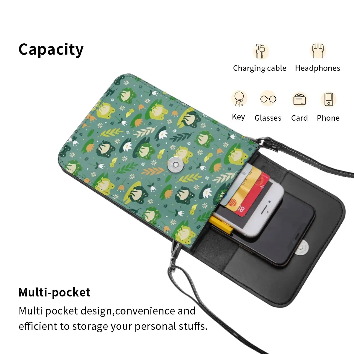 Сумка на плечо с рисунком симпатичной лягушки сумка в стиле ретро зелеными