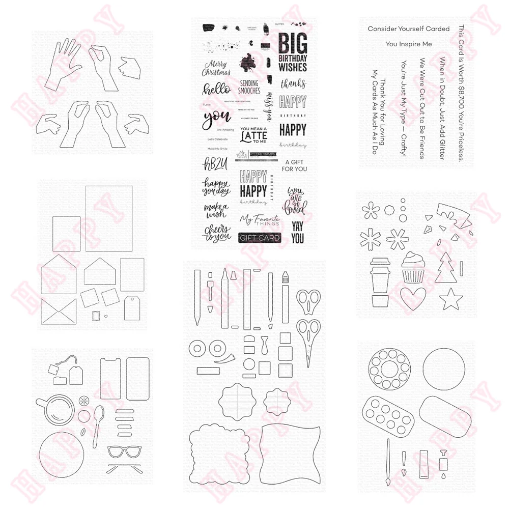

Metal Cutting Dies Stamps Hands And A Bunch Of Accessories Scrapbook Diary Decoration Paper Craft Embossing Template DIY Making