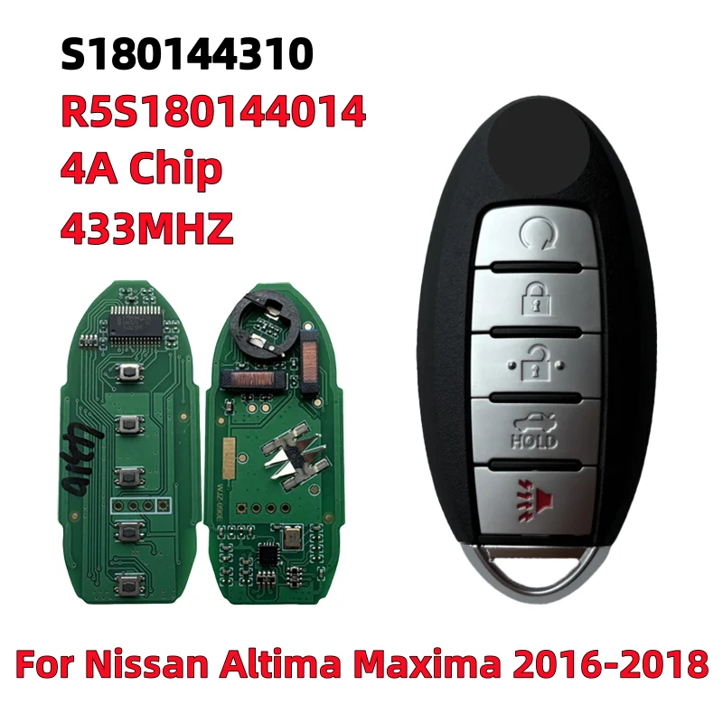 

S180144310 433 МГц 4A чип HITAG AES для NISSAN Altima Teana Maxima2016 2017 2018 умный удаленный ключ от машины 5BT FCCID: KR5S180144014