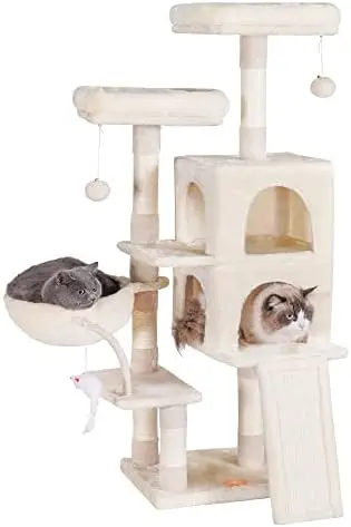 

Tree Cat Tower for Indoor Cats, Multi-Level Cat Furniture Condo with Scratching Board, Smoky Gray HCT012G Garden of banban иг