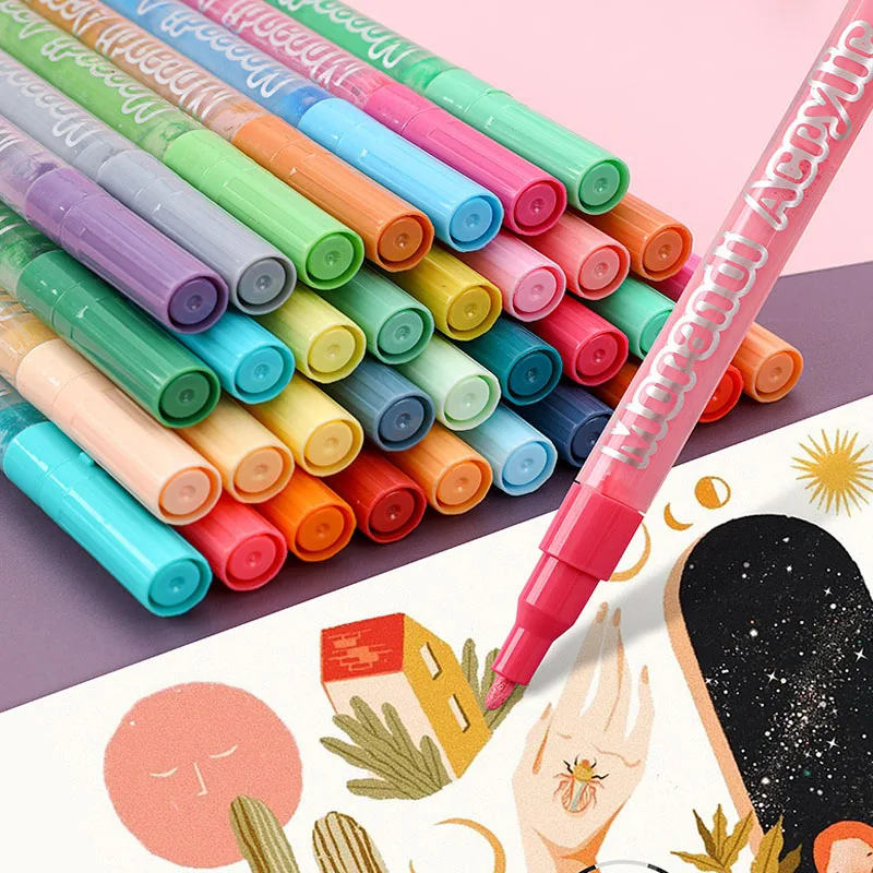 

Acrylic Marker 12/24/36 Color Set Press Watercolor Pen Waterproof Non-fade Morandi Fine Art Paint Pen