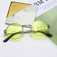 vintage glasses 2022 fashion womens round frame travel sunglasses metal temple steampunk sunglasses car driving outdoor glasses