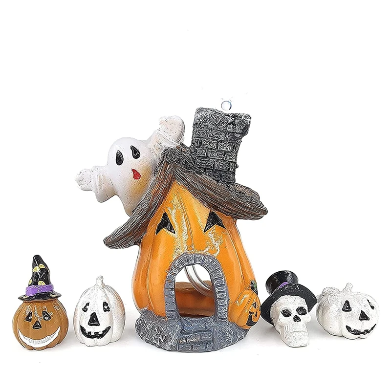 

Exquisite Fish Hiding Halloween Pumpkin Aquarium Decoration Haunted House Fish Tank Air Bubbler