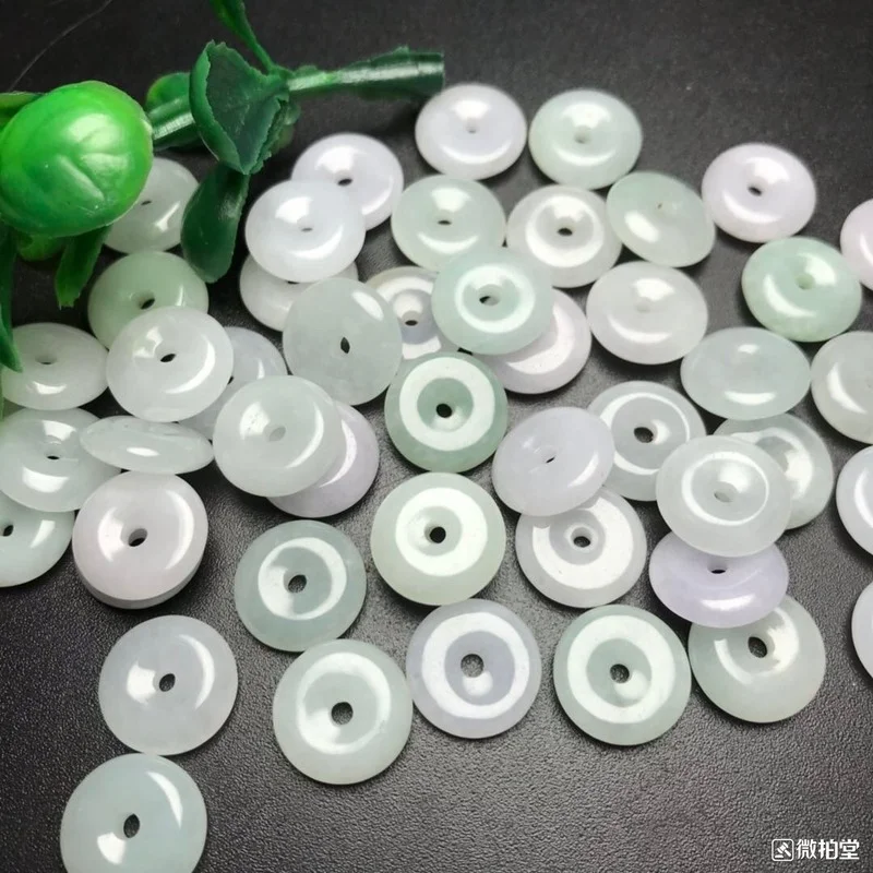10PC Natural jade Emerald 13mm Safety buckle Bead Accessories DIY Bangle Charm Jewellery Fashion  Hand-Carved  Luck Amulet