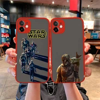 star wars yoda phone case for iphone 13 12 11 pro mini max xs x 8 7 plus se 2020 xr matte transparent light red cover
