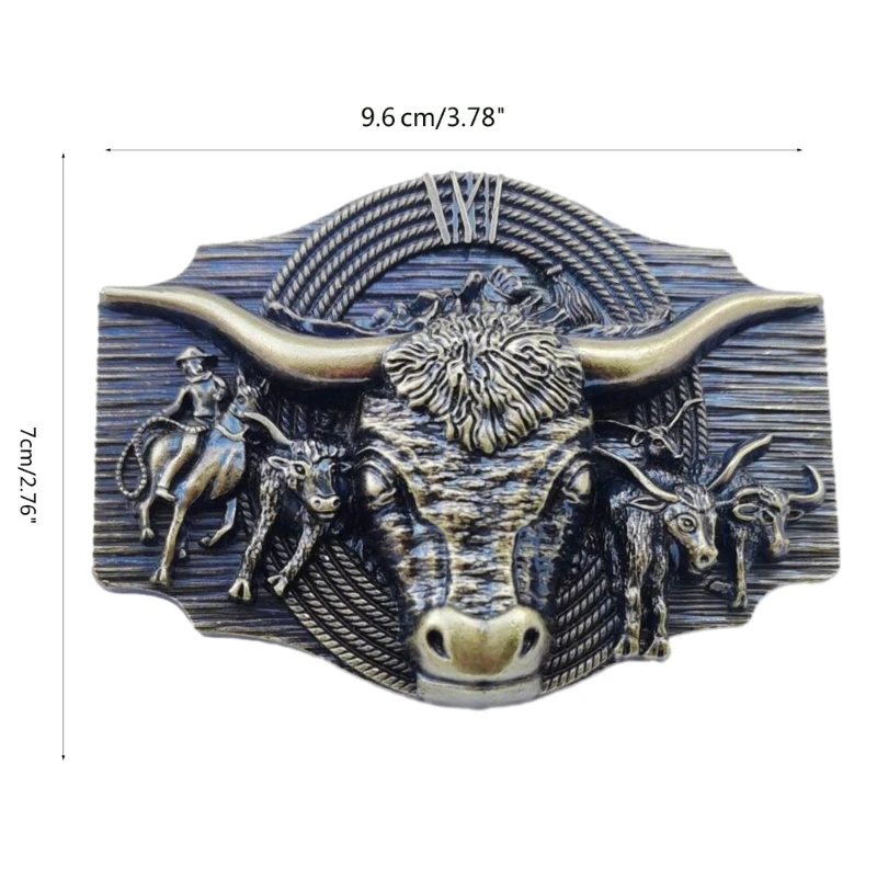 Пряжка с резным узором в виде быка для аксессуаров ремней