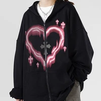 love print y2k hooded sweatshirts hip hop fashion men women hipster black hoodie punk rock pullover tops casual goth