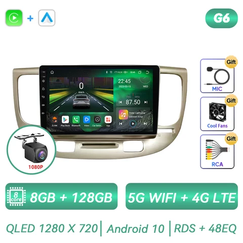 Автомагнитола для Kia RIO 2 2005 2006 2007 2008 2009 2010 2011, Android, мультимедийный видеоплеер, GPS-навигация, Carplay, QLED, сенсорный экран, авто, стерео, Wi-Fi