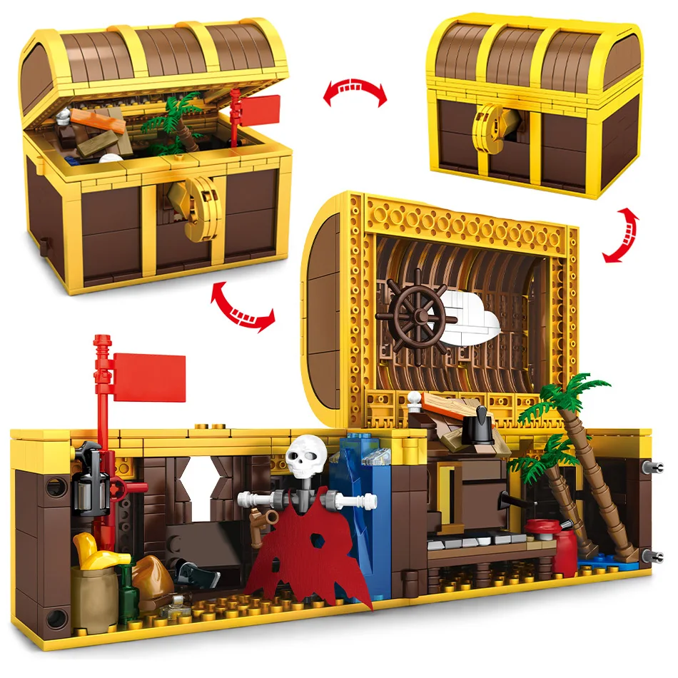 

525 шт., Детский конструктор «пиратское сокровище»