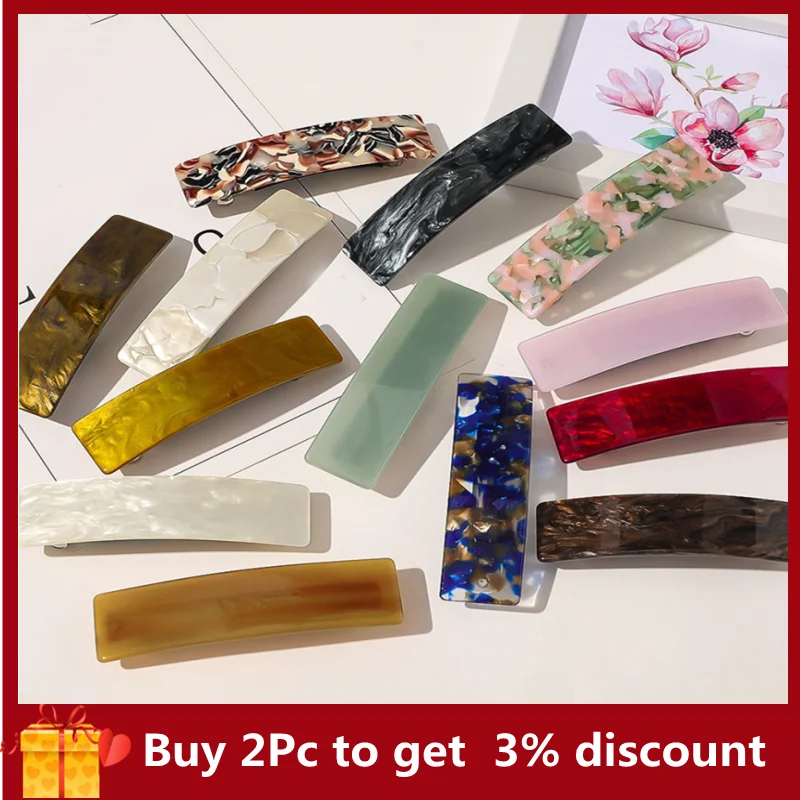 

Geometric Rectangle Hair Clips Leopard Print Floral Barrettes Women Hairpins Bangs Clips Acetate Resin Hair Accessories