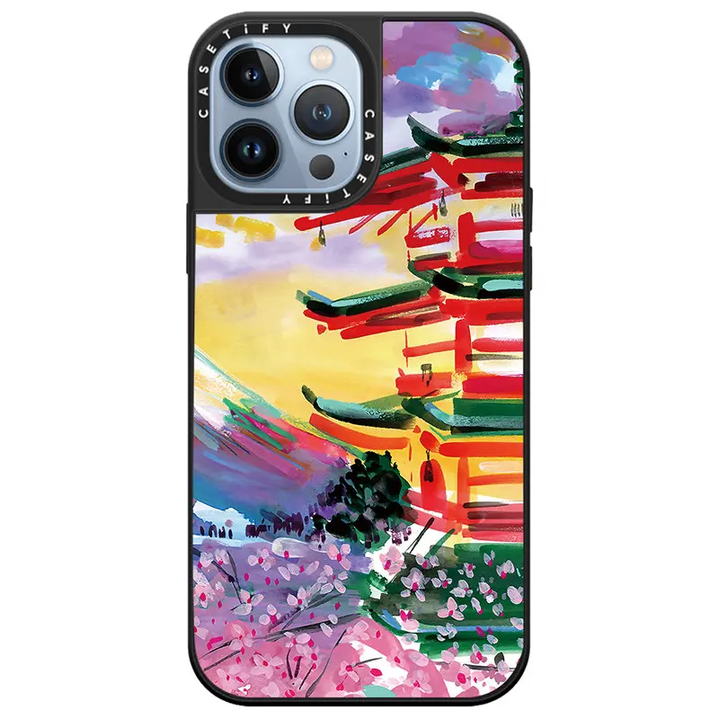 

Зеркальный чехол CASETIFY с изображением башни маслом для IPhone 11 12 13 14ProMax 11 12 13 14Pro XsMax XR XS SE 7P 8P 14Plus, задняя крышка D0613