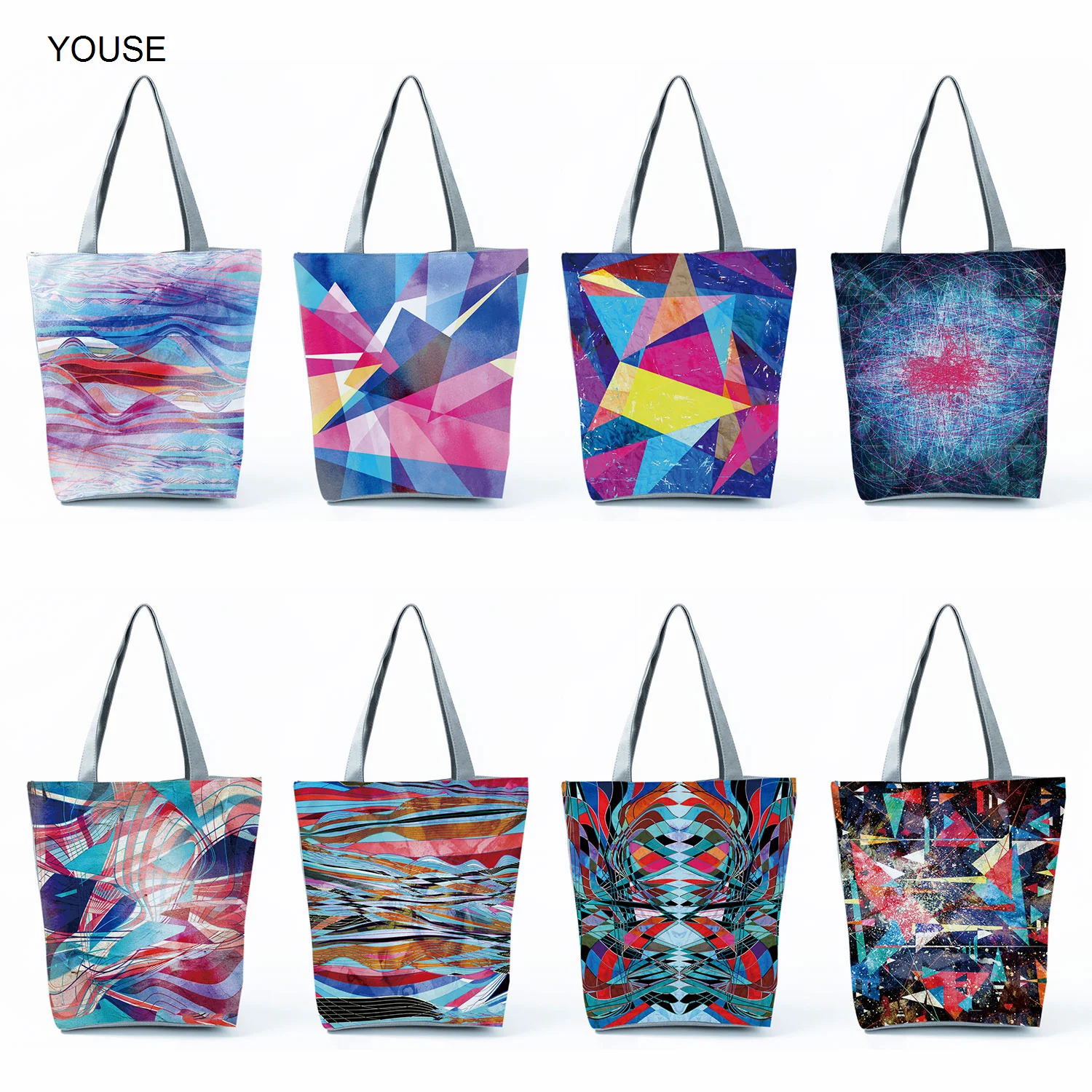 

Customized Creativity Pattern Shoulder Bags Bright Colorful New Trend Tote Bag Fashion Art Beach Handbags Reusable Shopping Bag