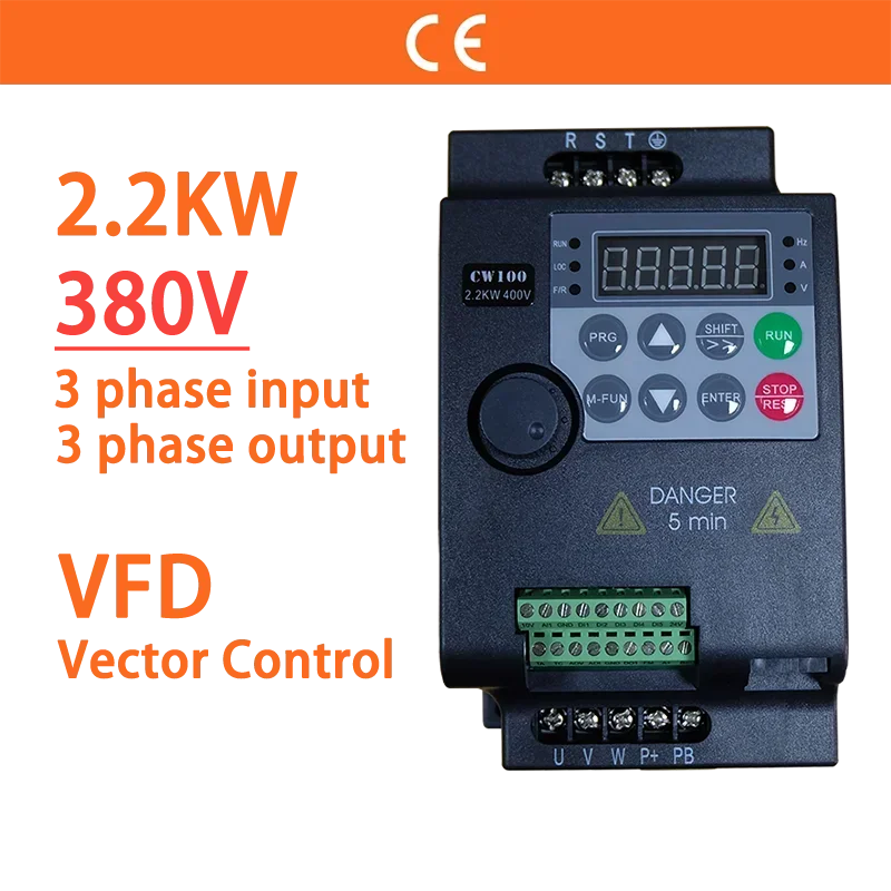 2 кВт 380 В 3-фазный вход и выход 3HP VFD преобразователь привода с переменной частотой