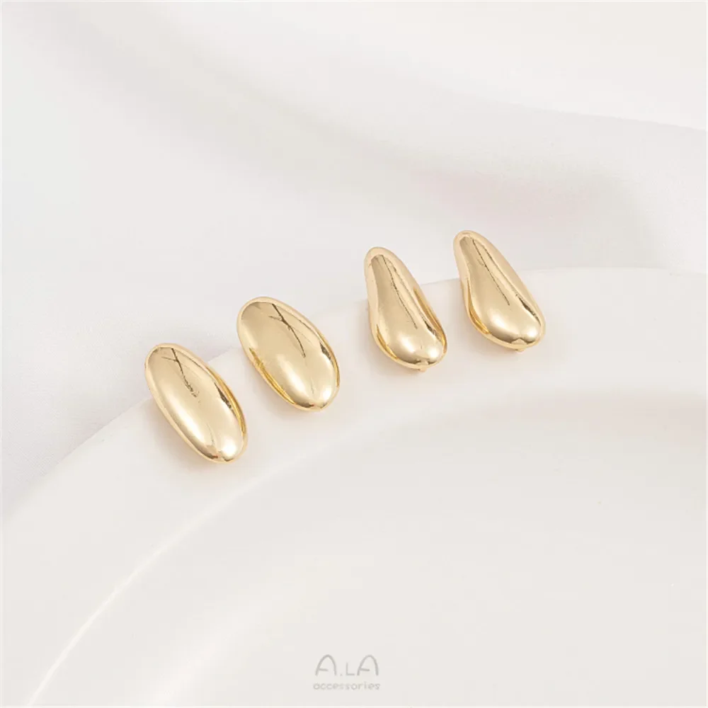 14-каратное золотое покрытие латунные гладкие овальные серьги в форме дыни с