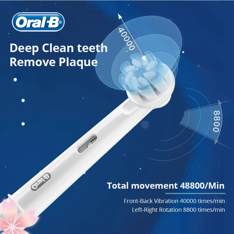 Электрическая зубная щетка Oral-B Pro 4000 с 4 насадками перезаряжаемая для взрослых