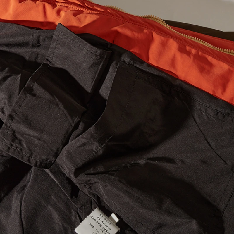 Winter men's new American functional hooded multi-pocket design color matching casual down jacket duck down warm coat