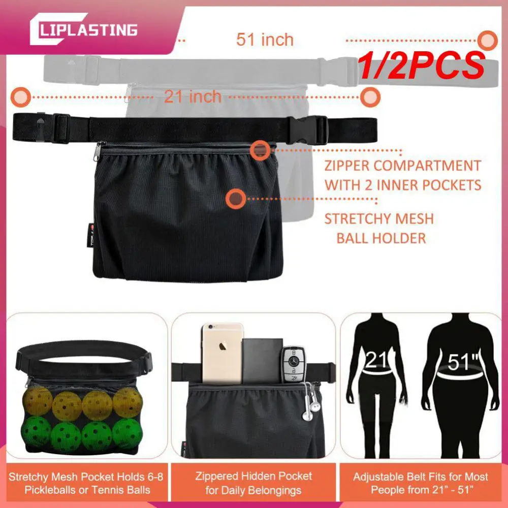 

1/2PCS Tennis Ball Carry Bag Large Capacity Zipper Tennis Ball Storage Waist Bag for Outdoor Sport Mobile Phone Holder Mesh