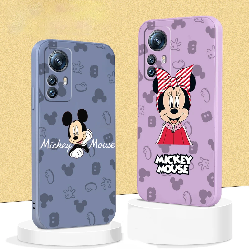 

Phone Case For Xiaomi Mi 13 12S 12 12X 12T 11i 11T 11 10 10S 10T Pro Lite Ultra 5G Cartoon Mickey Minnie Mouse Liquid Rope