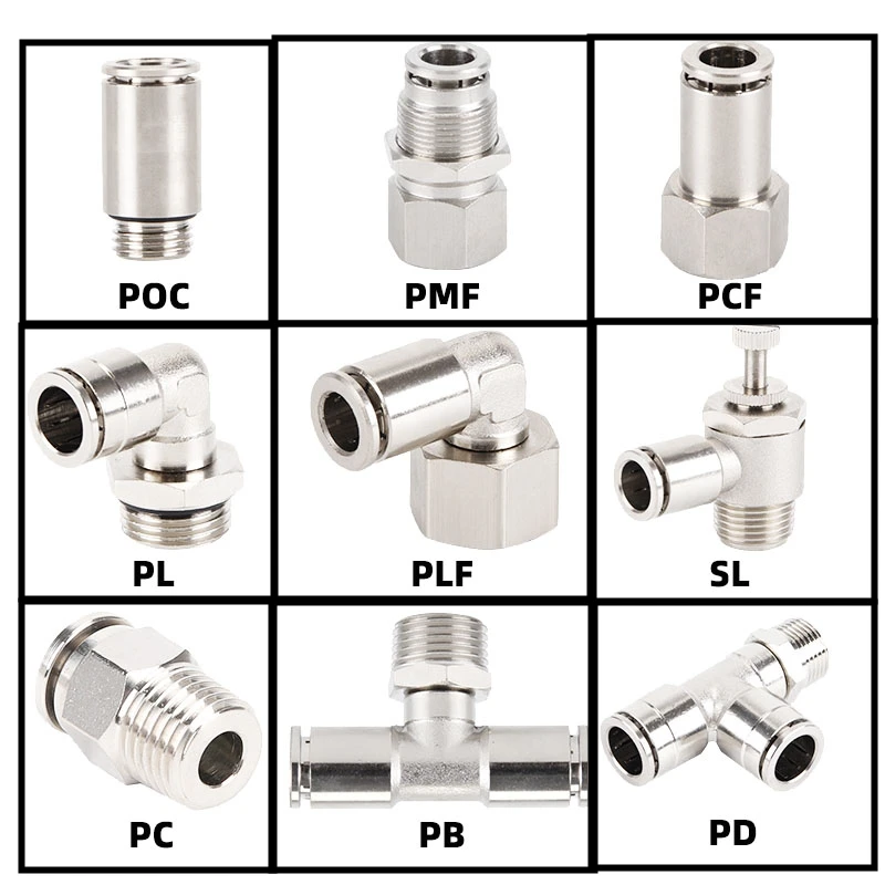 

304 Stainless Steel PC PCF PL SL Tapered Qneumatic Quick Connector Trachea Hose Seal Internal External Thread PT1/8 1/4 3/8 1/2