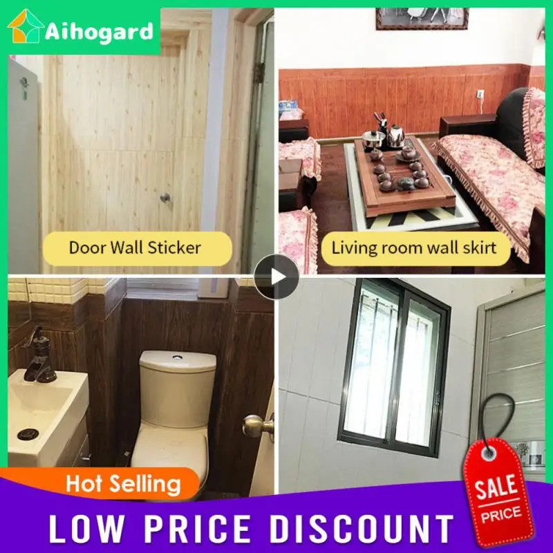 

1~40PCS 3D Wall Sticker Wall Wood stripe Wallpaper Self-Adhesive Waterproof Panel For DIY Living Room Bedroom TV Background