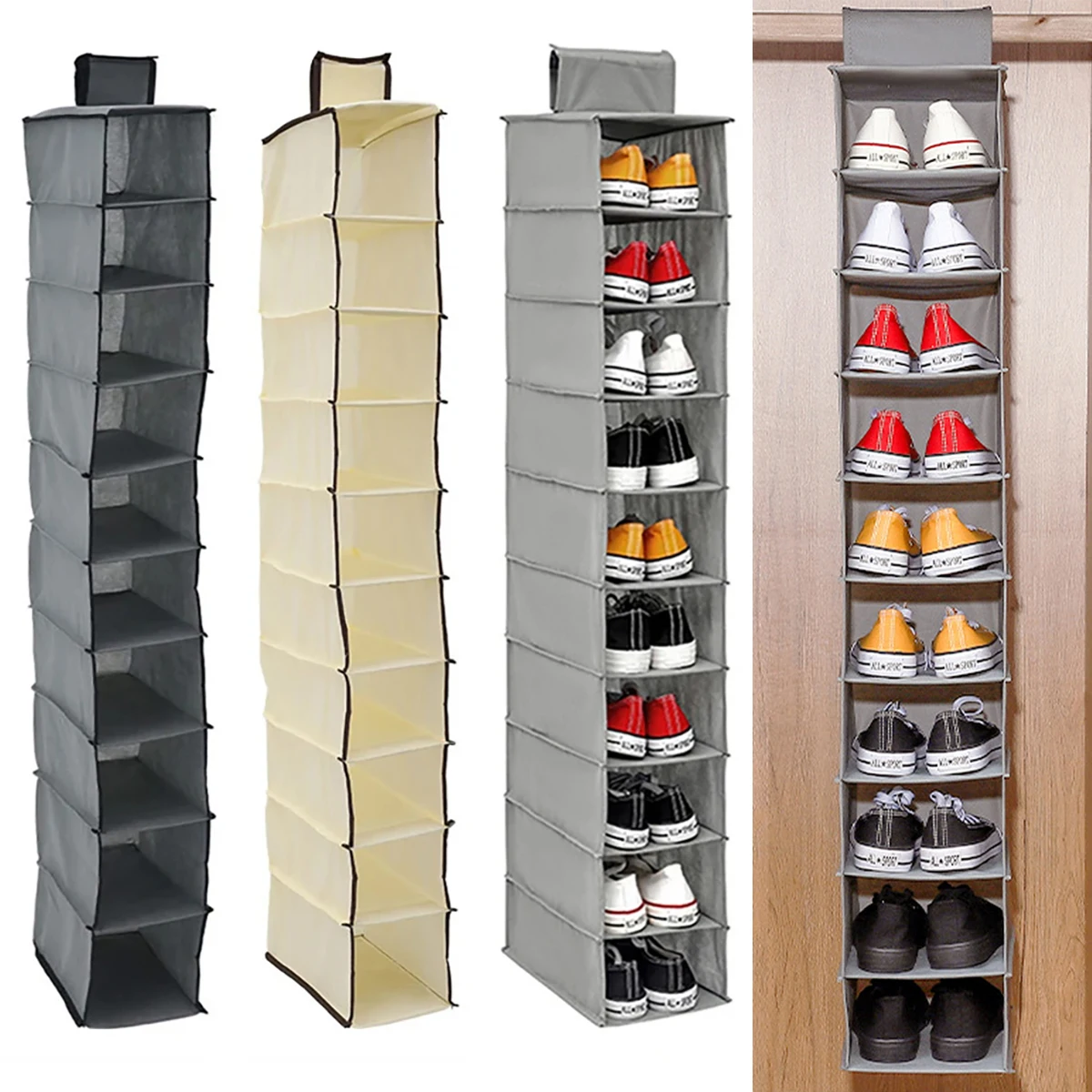 Подвесная сумка для обуви складной компактный органайзер домашней тапочек