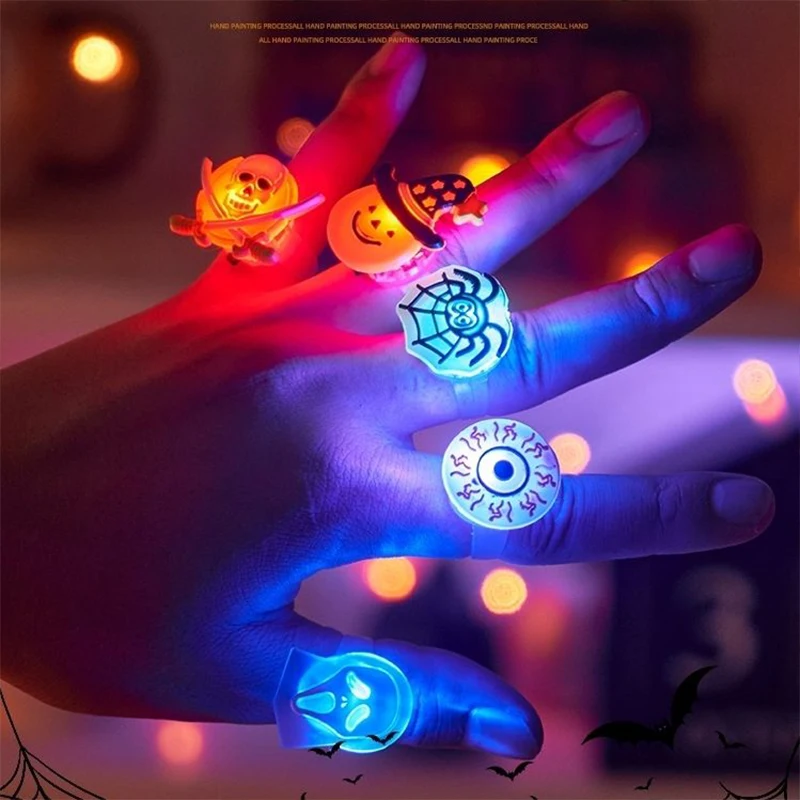 

Оригинальное украшение на Хеллоуин тридцать Каваий, светящееся кольцо Джек о'фонарь, макет сцены, детская игрушка, маленький подарок