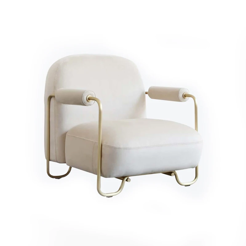 

Итальянское Фланелевое кресло, металлическое светильник роскошное простое одноместное кресло с рисом для балкона, виллы, белого цвета