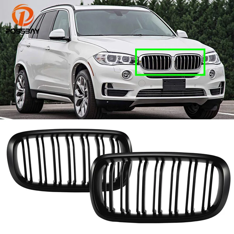 

1 Pair Car Front Bumper Grille Dual Slat Grill for BMW X5 F15 X6 F16 X5M F85 X6M F86 2013 2014 2015 Auto Exterior Accessories