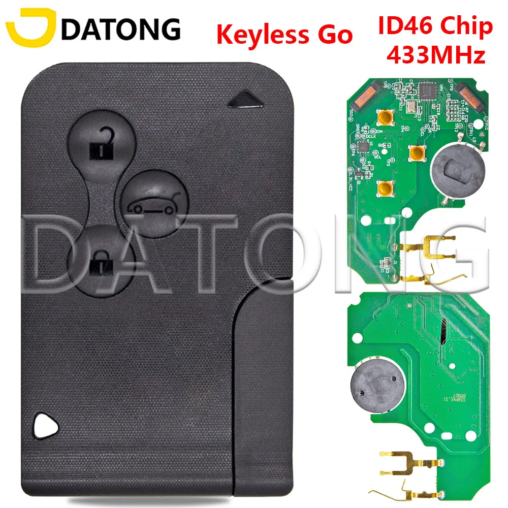 

Datong World Keyless Go ID46 чип 433 МГц автомобильный дистанционный ключ смарт-карта для Renault Megane 2 Laguna 2 Scenic 2 2003-2008