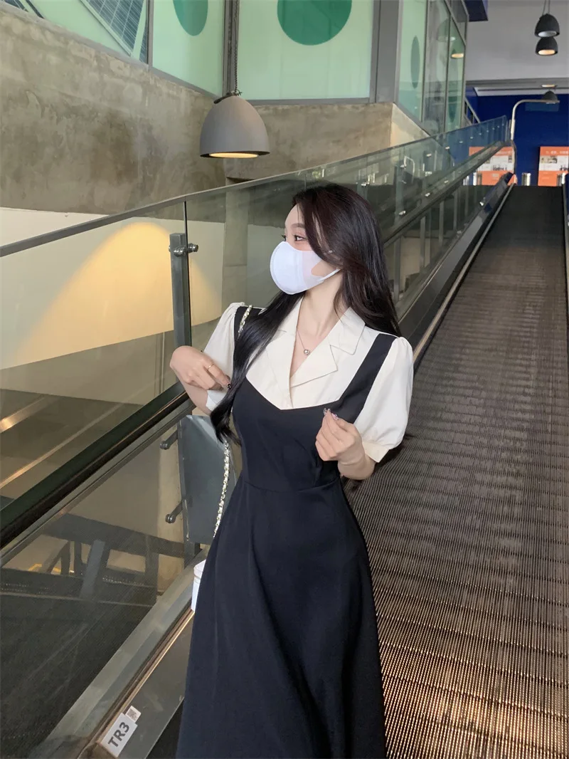 Женское летнее платье-трапеция большого размера с коротким рукавом и поясом